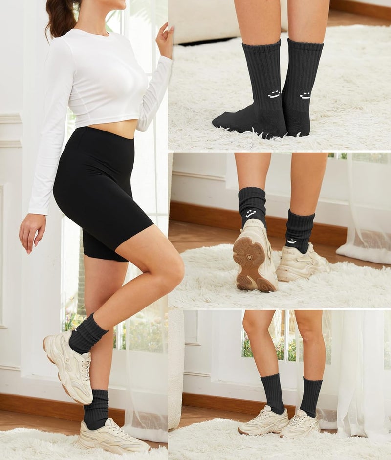 AugRing Store Women's Cute Scrunch Slouch Crew Socks 3Pack Retro Kawaii Chunky Ribbed Cotton Boot Sneaker Cozy Calf Socks Size 5–11 - Image 2